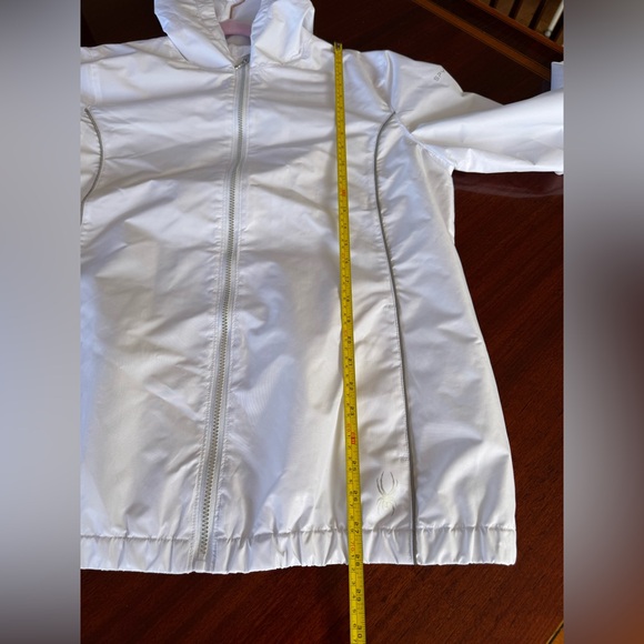 Spyder White Windbreaker Jacket with Hood - Picture 13 of 13